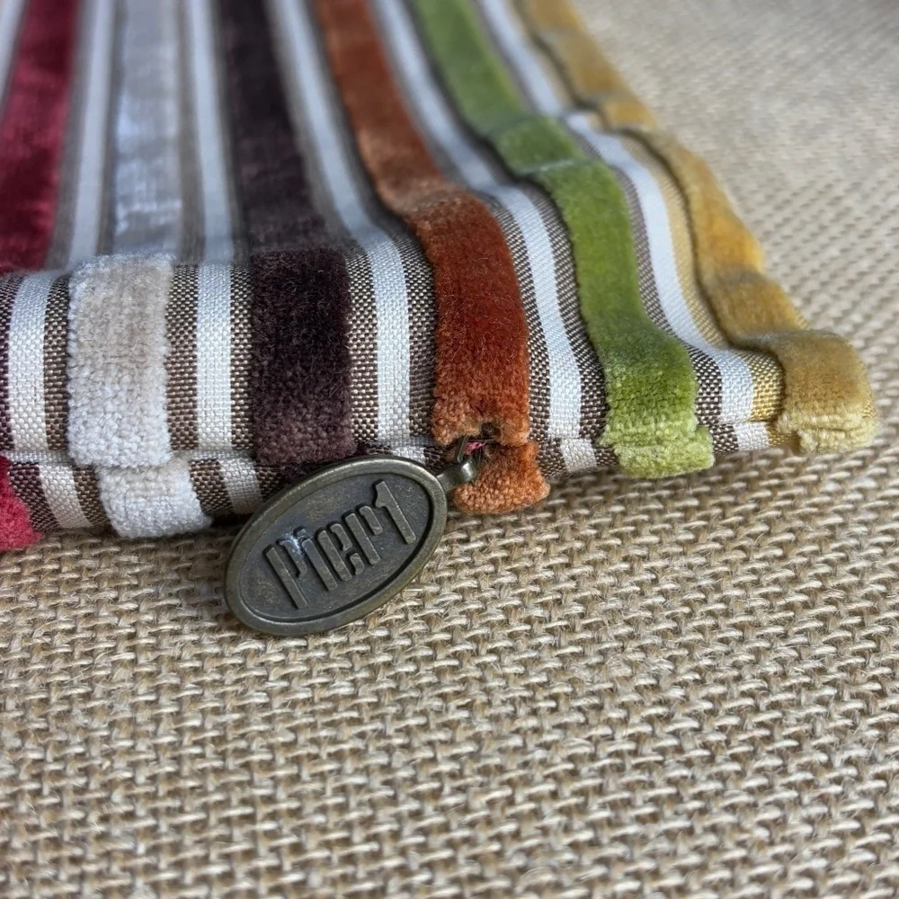 Pier 1 Set of‎ 3 Fall Throw Pillow Covers Zipper 2 Square 1 Rectangle Striped